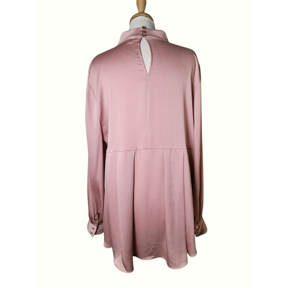 Vince Camuto Collared Nude Pink Long Sleeve Top Size XL - Picture 3 of 7